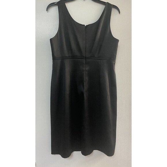 INC International Concepts Dress Size 12P Black Satin with Brooch - Picture 2 of 8